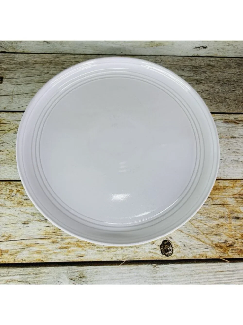 Ten Strawberry Street GALAXY White Embossed Rings Coupe Dinner Plates Set of 4